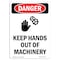 Signmission OSHA Danger Sign, Keep Hands Out Of Machinery, 10in X 7in Rigid Plastic, 7" W, 10" H, Portrait OS-DS-P-710-V-1394 - alternate 1